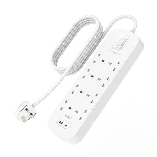Belkin Surge Protector with USB-C and USB-A Ports (8 Outlet with 1 USB-C & 1 USB-A)