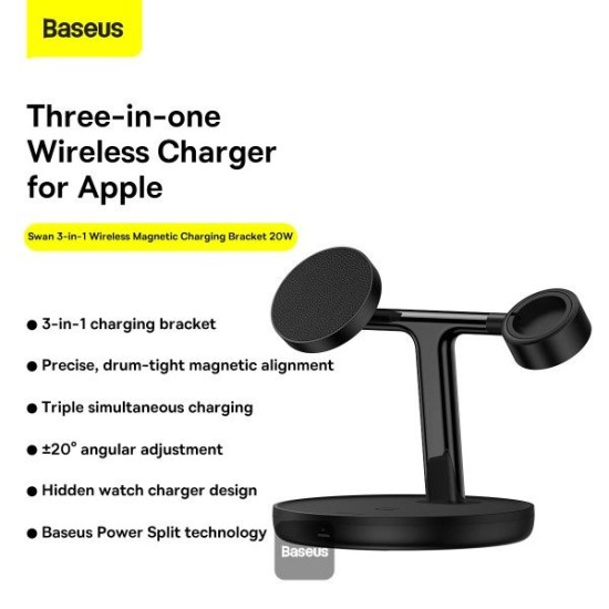 Baseus Swan 3-in-1 Wireless Magnetic Charging Bracket 20W (Black)