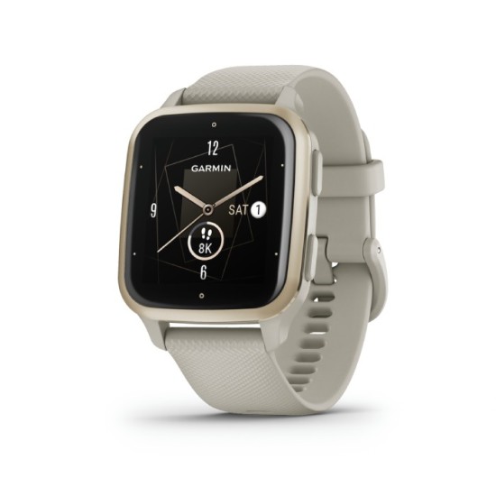 Garmin Venu® Sq 2 – Music Edition Cream Gold Aluminium Bezel with French Grey Case and Silicone Band