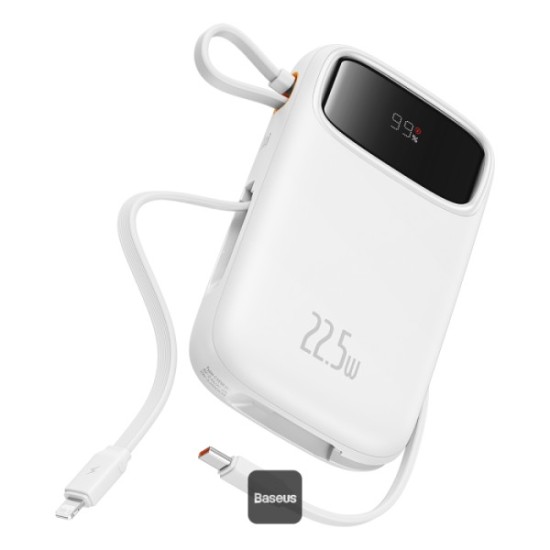 Baseus QPow2 10000mAh Digital Display Fast Charge Power Bank 22.5W With Built-in Dual-Cable Lightning And Type-C