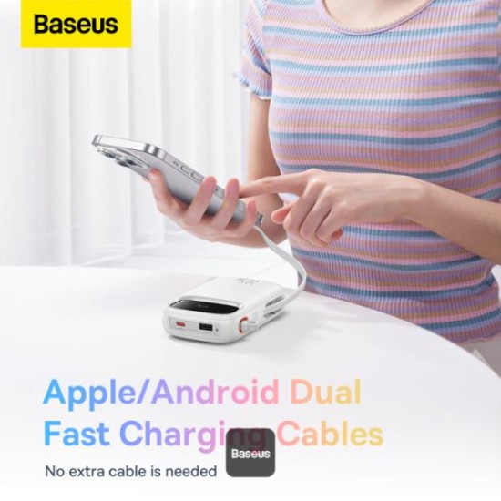 Baseus QPow2 10000mAh Digital Display Fast Charge Power Bank 22.5W With Built-in Dual-Cable Lightning And Type-C