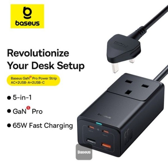 Baseus GaN5 Pro 65W Power Strip Ultimate Charging Station with 5 Ports