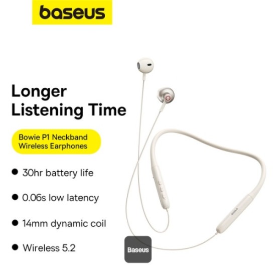 Baseus Bowie P1 Neckband Wireless Earphones (White)