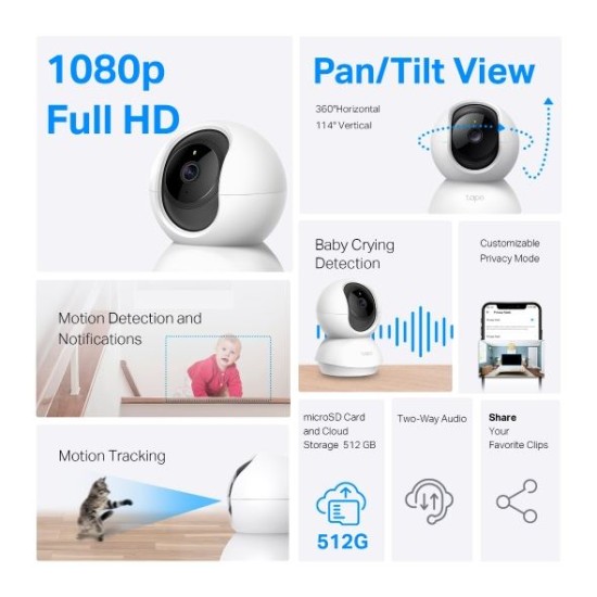 Tp-Link Tapo C200 Pan/Tilt Home Security Wi-Fi Camera
