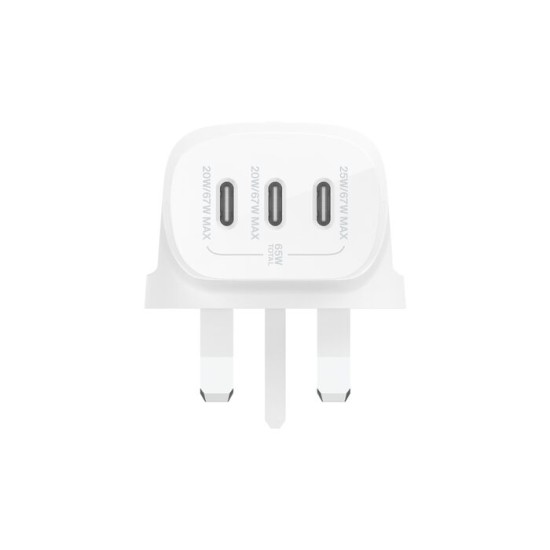 Belkin BoostCharge 3 Port USB-C® Wall Charger with PPS 67W + USB-C to USB-C Cable
