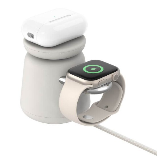 Belkin BoostCharge Pro 2-in-1 Wireless Charging Dock with MagSafe 15W (Sand)