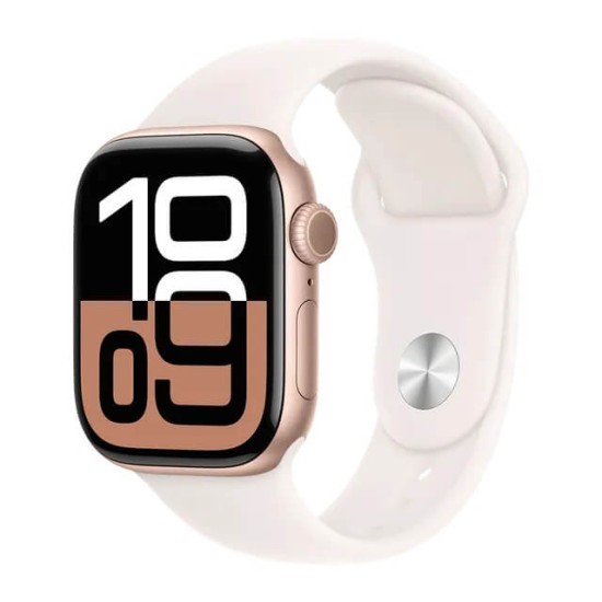 Apple Watch Series 10 GPS, Light Blush Sport Band, 42mm Retina OLED Display, Rose Gold Aluminium Case (M/L)