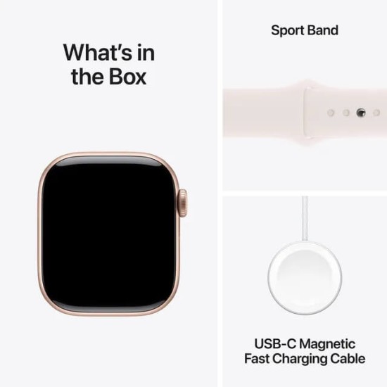 Apple Watch Series 10 GPS, Light Blush Sport Band, 42mm Retina OLED Display, Rose Gold Aluminium Case (S/M)