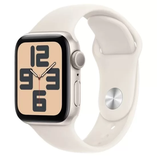 Apple Watch SE GPS, Starlight Sport Band, 44mm Retina LTPO OLED Display, Starlight Aluminium Case (M/L)