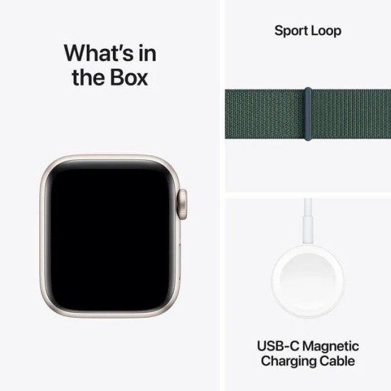 Apple Watch SE GPS, Lake Green Sport Band, 40mm Retina LTPO OLED Display, Starlight Aluminium Case