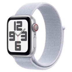 Apple Watch SE GPS + Cellular, Blue Cloud Sport Loop, 44mm Retina LTPO OLED Display, Silver Aluminium Case