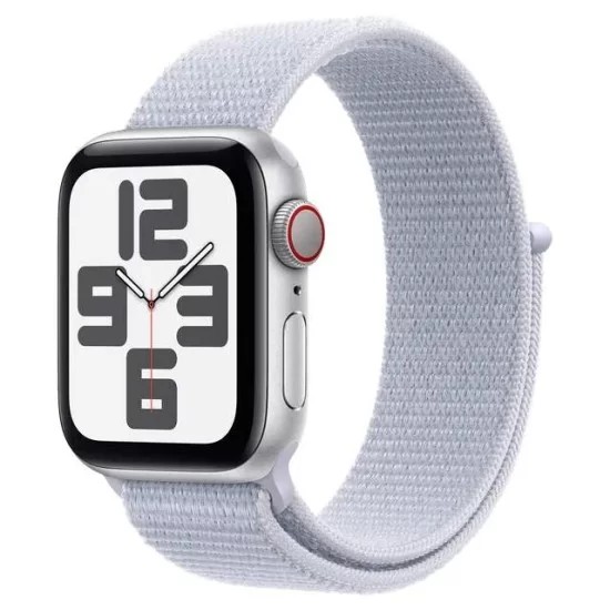 Apple Watch SE GPS, Blue Cloud Sport Loop, 40mm Retina LTPO OLED Display, Silver Aluminium Case