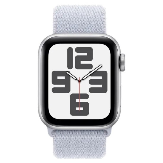 Apple Watch SE GPS + Cellular, Blue Cloud Sport Loop, 44mm Retina LTPO OLED Display, Silver Aluminium Case