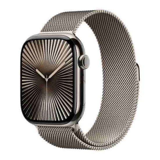 Apple Watch Series 10 GPS + Cellular, Milanese Loop 46mm Retina LTPO3 OLED Display, Natural Titanium Case (M/L)