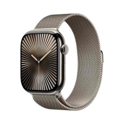 Apple Watch Series 10 GPS + Cellular, Natural Milanese Loop, 42mm Retina OLED Display, Natural Titanium Case