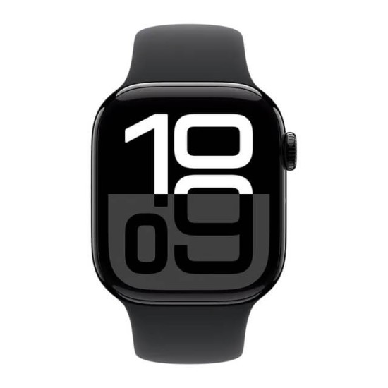Apple Watch Series 10 GPS, Black Sport Band, 46mm Retina OLED Display, Jet Black Aluminium Case (S/M)