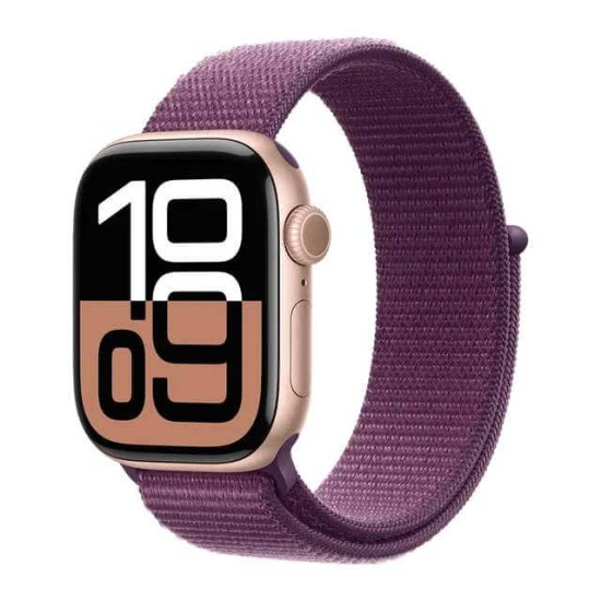Apple Watch Series 10 GPS, Plum Sport Loop, 42mm Retina OLED Display, Rose Gold Aluminium Case