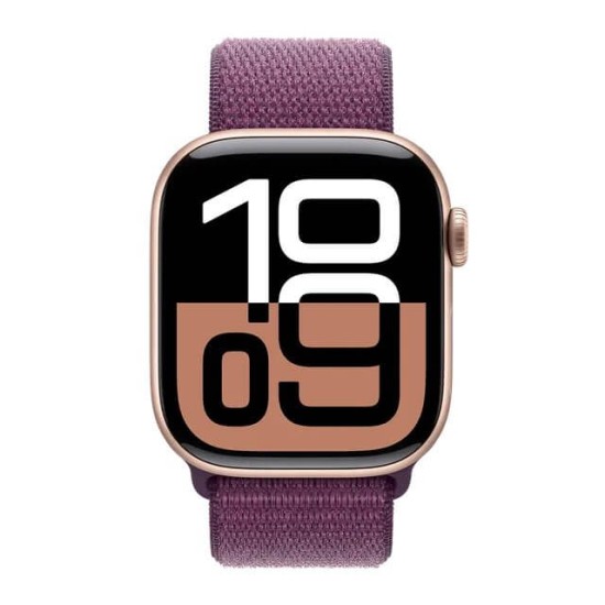 Apple Watch Series 10 GPS + Cellular, Plum Sport Loop, 46mm Retina OLED Display, Rose Gold Aluminium Case