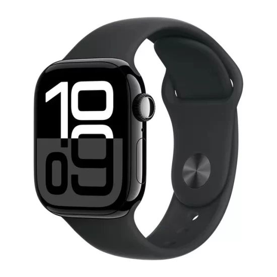 Apple Watch Series 10 GPS + Cellular (Black Sport Band, 46mm Retina OLED Display, Black Aluminum Case) (S/M)