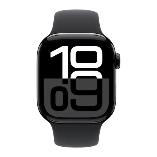 Apple Watch Series 10 GPS + Cellular, Black Sport Band, 42mm Retina OLED Display, Black Aluminum Case (S/M)