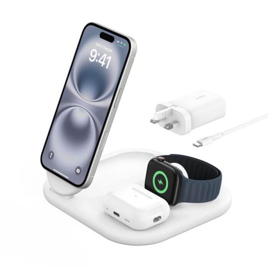 Belkin BoostCharge 3-in-1 Magnetic Foldable Wireless Charger with Qi2 15W