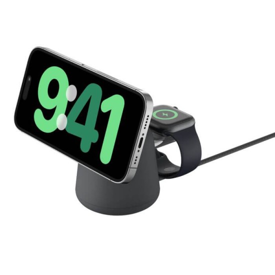 Belkin BoostCharge Pro 2-in-1 Wireless Charging Dock with MagSafe 15W (Black)