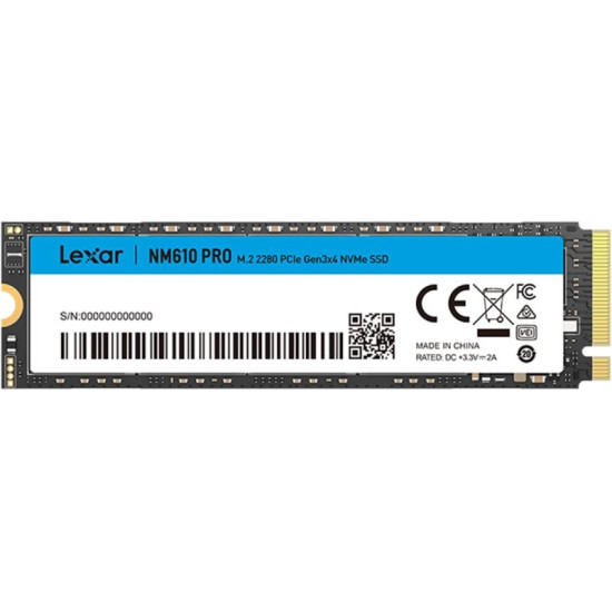 Lexar NM610PRO SSD, M.2 2280 PCIe Gen3x4 NVMe 1.4 Internal SSD (500GB)