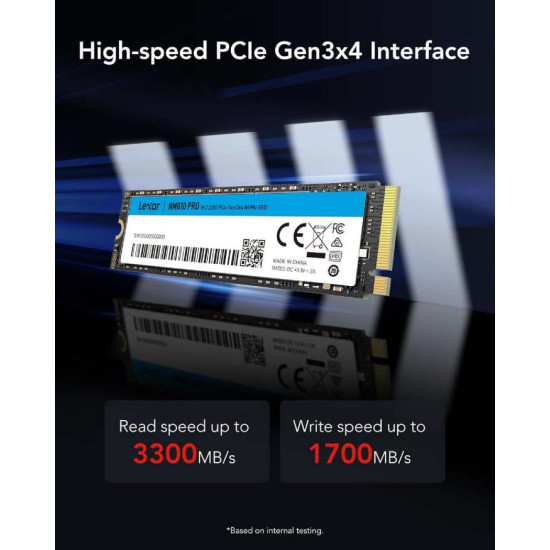 Lexar NM610PRO SSD, M.2 2280 PCIe Gen3x4 NVMe 1.4 Internal SSD (500GB)