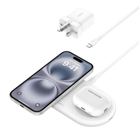 Belkin BoostCharge Pro 2-in-1 Magnetic Wireless Charging Pad with Qi2 15W