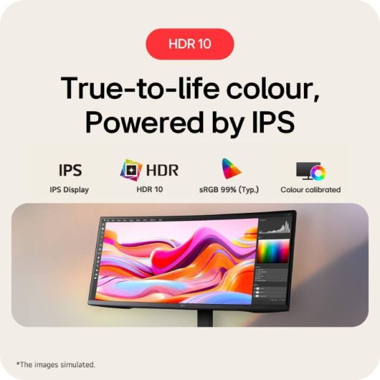 LG 34 inch 21:9 UltraWide™ WQHD (3440x1440) IPS Monitor | HDR10 with sRGB 99% (Typ.), All-in-one USB-C Connectivity