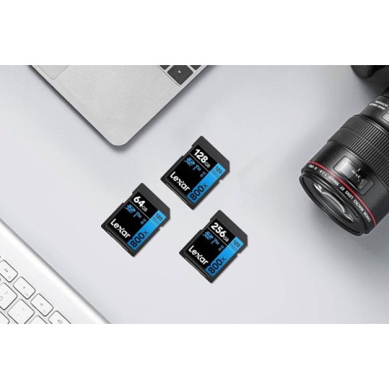 Lexar® High-Performance 800x SDHC™/SDXC™ UHS-I Card BLUE Series (64GB)