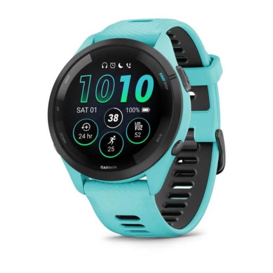 Garmin Forerunner® 265 Black Bezel with Whitestone Case and Whitestone/Tidal Blue Silicone Band [46mm]