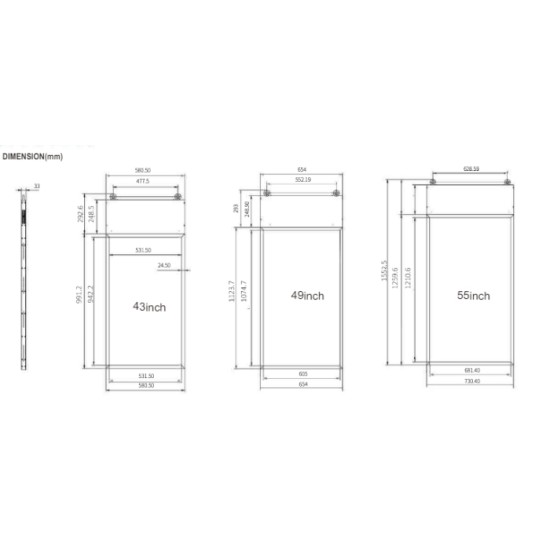 49 inch" Super Slim Window Celing Double-Side LCD Digital Signage