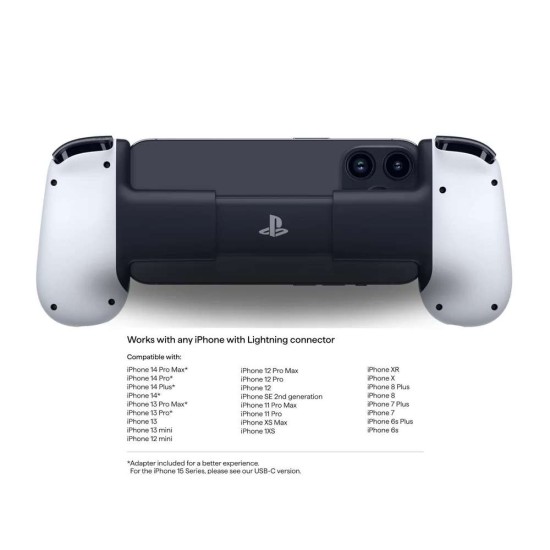 Backbone One Mobile Gaming Controller, For iPhone / PlayStation Edition, Compact Design, Low Latency Connection, 3.5mm Headphone Jack, White