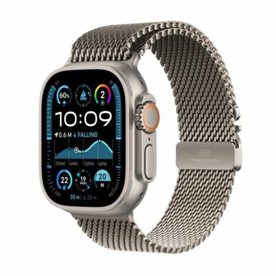 Apple Watch Ultra 2 GPS + Cellular, Natural Titanium Milanese Loop, 49mm Display, Natural Titanium Case (L)