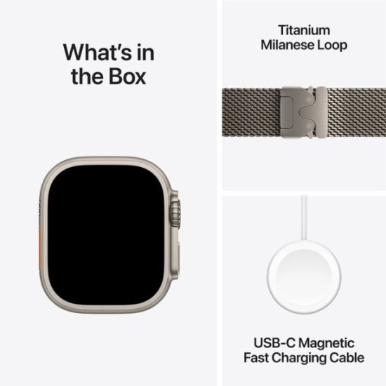 Apple Watch Ultra 2 GPS + Cellular, Natural Titanium Milanese Loop, 49mm Display, Natural Titanium Case (M)