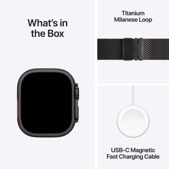Apple Watch Ultra 2 GPS + Cellular, Black Titanium Milanese Loop, 49mm Display, Black Titanium Case (L)