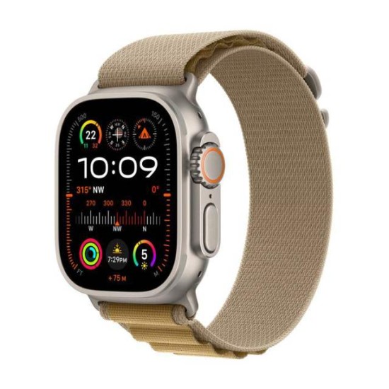 Apple Watch Ultra 2 GPS + Cellular, Tan Alpine Loop, 49mm Display, Natural Titanium Case (M)