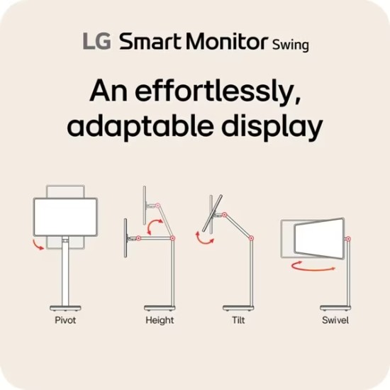 LG 32 inch 4K UHD IPS Touchscreen Smart Monitor Swing with Rolling Stand