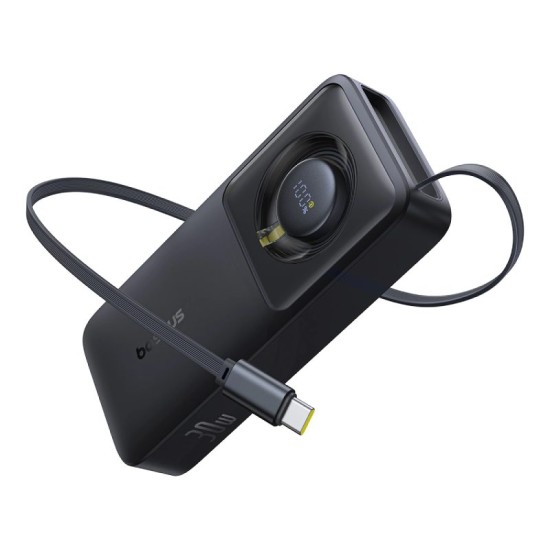 Baseus Free2Pull 10000mAh 30W powerbank with USB-C port and retractable USB-C cable (Black)