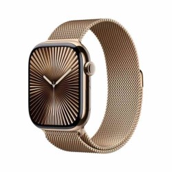 Apple Watch Series 10 GPS + Cellular, Gold Milanese Loop, 42mm Retina LTPO3 OLED Display, Gold Titanium Case