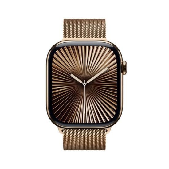 Apple Watch Series 10 GPS + Cellular, Gold Milanese Loop, 46mm Retina LTPO3 OLED Display, Gold Titanium Case (M/L)