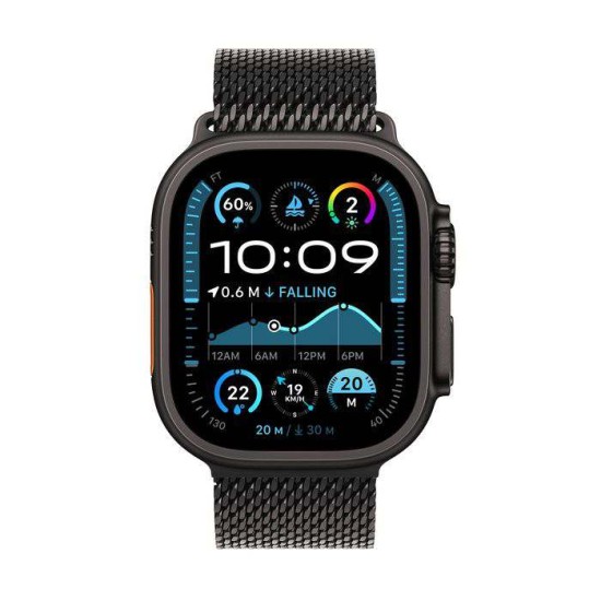 Apple Watch Ultra 2 GPS + Cellular, Black Titanium Milanese Loop, 49mm Display, Black Titanium Case (S)