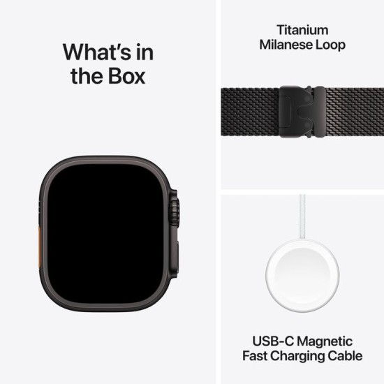 Apple Watch Ultra 2 GPS + Cellular, Black Titanium Milanese Loop, 49mm Display, Black Titanium Case (S)