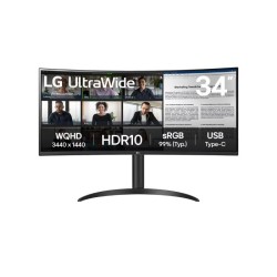 LG 34" UltraWide Curved Monitor with WQHD 1440P HDR10 Display 100Hz Refresh Rate and USB Type-C