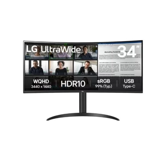 LG 34 inch" UltraWide™ WQHD HDR 10 100Hz Curved Monitor with USB Type-C