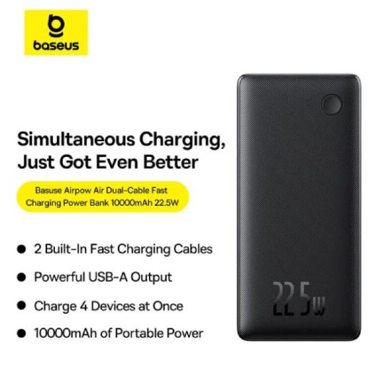 Baseus Airpow Lite Power Bank 10000mAh 22.5W Dual-Cable (Black)