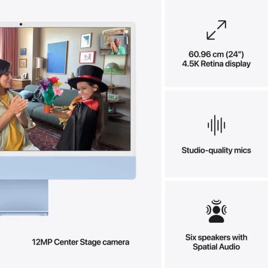 Apple iMac | M4 Chip | 24 Inch | 8-Core CPU | 8-Core GPU | 16GB RAM | 256GB SSD | English Keyboard | Blue