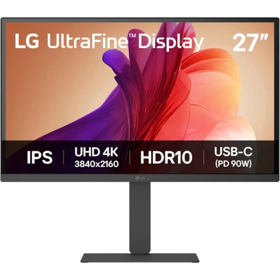 LG 27 inch LG UltraFine 4K UHD IPS Display Monitor with USB Type-C 90W Power Delivery (Black)