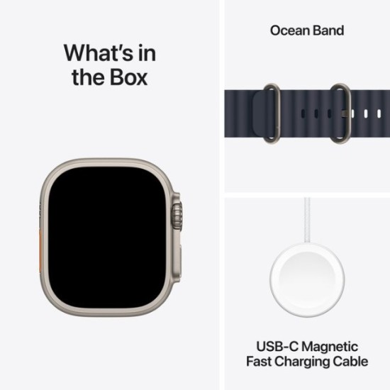 Apple Watch Ultra 2 GPS + Cellular, Navy Ocean Band, 49mm Display, Natural Titanium Case